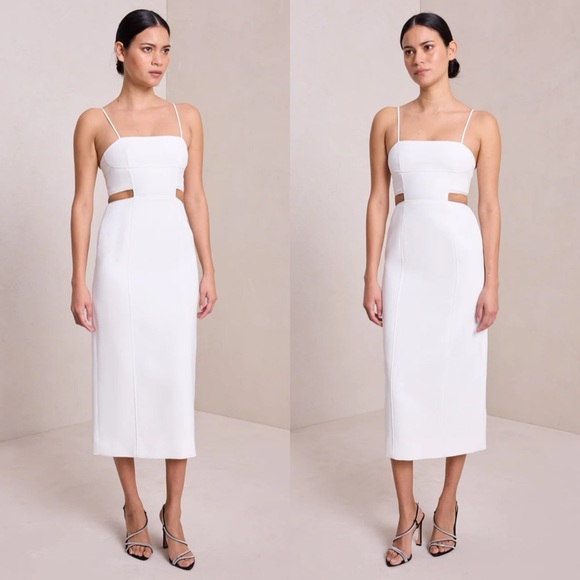 A.L.C. Dalton Cut Out Midi Dress in White Size 4 - Picture 2 of 6